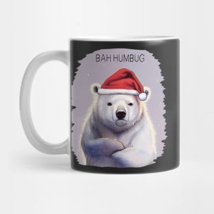 Bah Humbug! Grumpy polar bear in Santa hat Mug